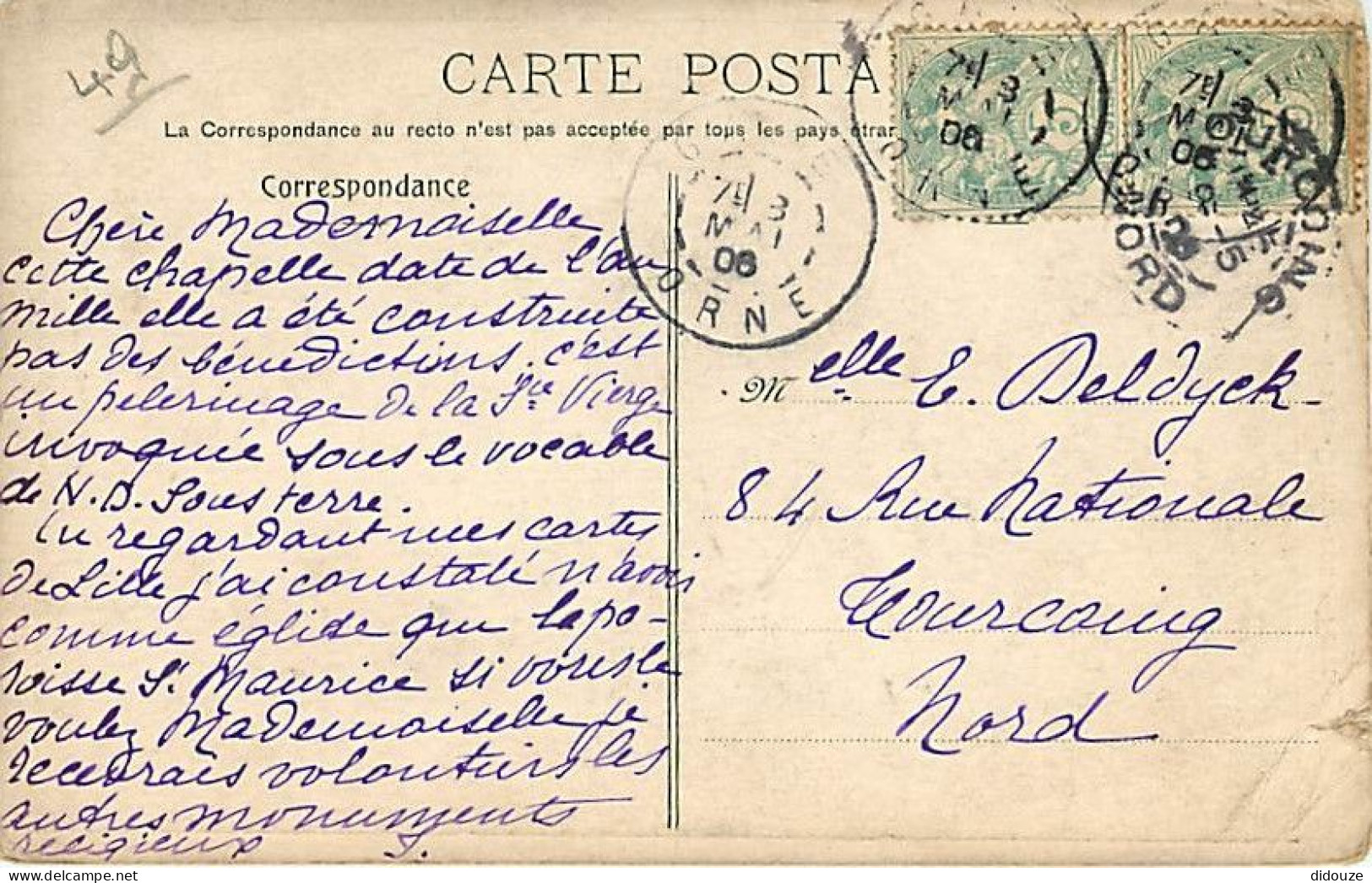 49 - Angers - Notre Dame Sous Terre - Oblitération Ronde De 1906 - Etat Pli Visible - CPA - Voir Scans Recto-Verso - Angers
