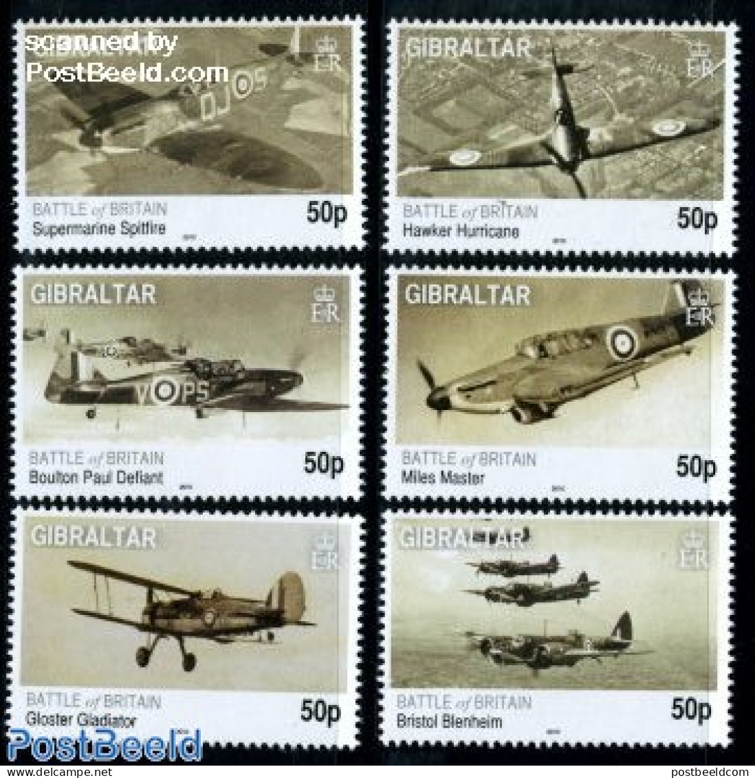 Gibraltar 2010 Battle Of Britain 6v, Mint NH, History - Transport - World War II - Aircraft & Aviation - 2. Weltkrieg