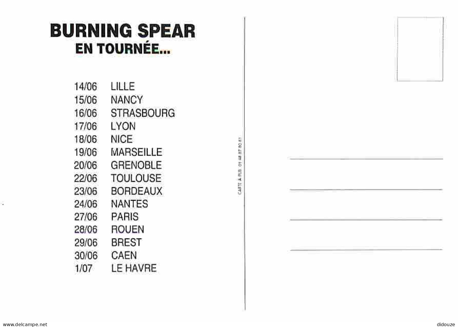 Musique - Burning Spear - CPM - Voir Scans Recto-Verso - Music And Musicians