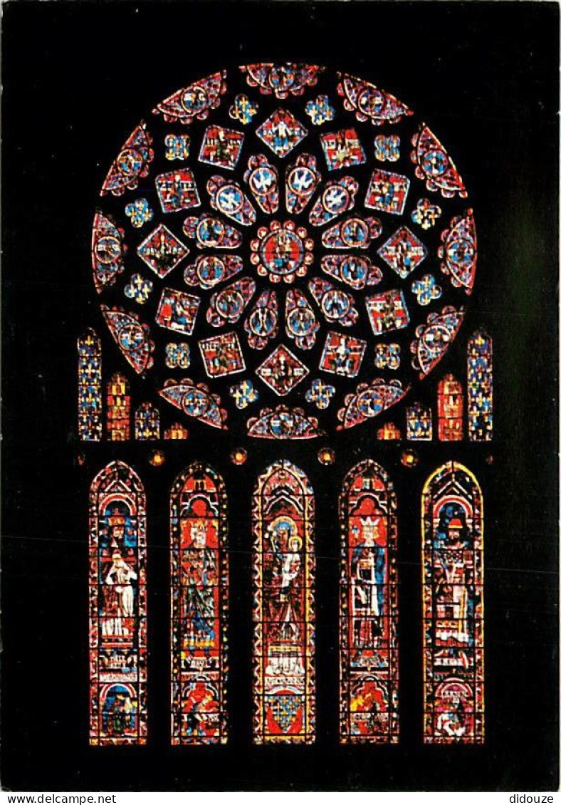 28 - Chartres - Intérieur De La Cathédrale Notre Dame - Vitraux Religieux - Rose Nord - CPM - Carte Neuve - Voir Scans R - Chartres