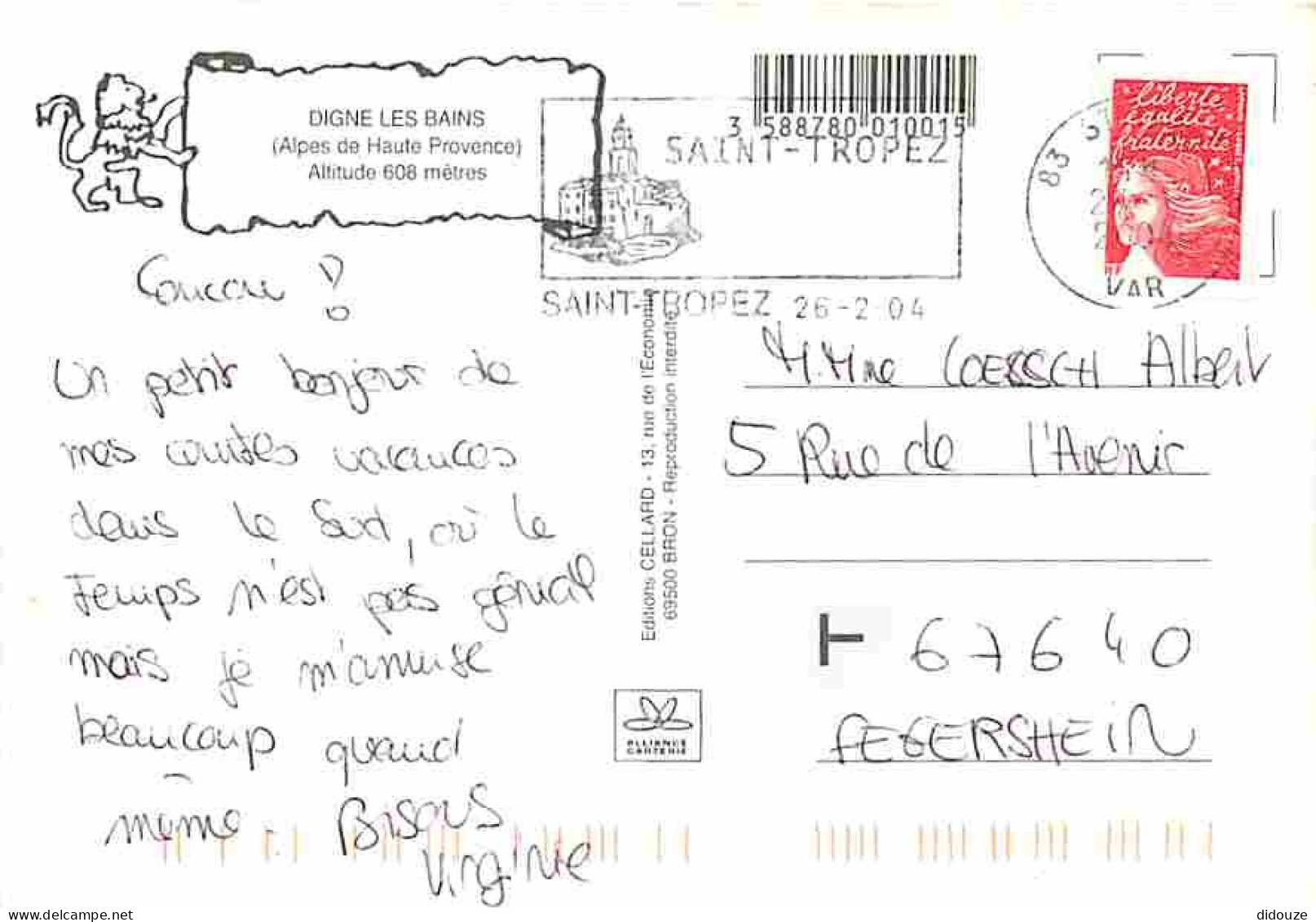 04 - Digne Les Bains - Multivues - Fleurs - Flamme Postale De Saint Tropez - CPM - Voir Scans Recto-Verso - Digne