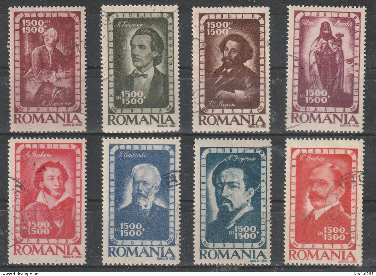 1947 - L Institut Roumano-sovietique Mi 1048/1055 - Oblitérés