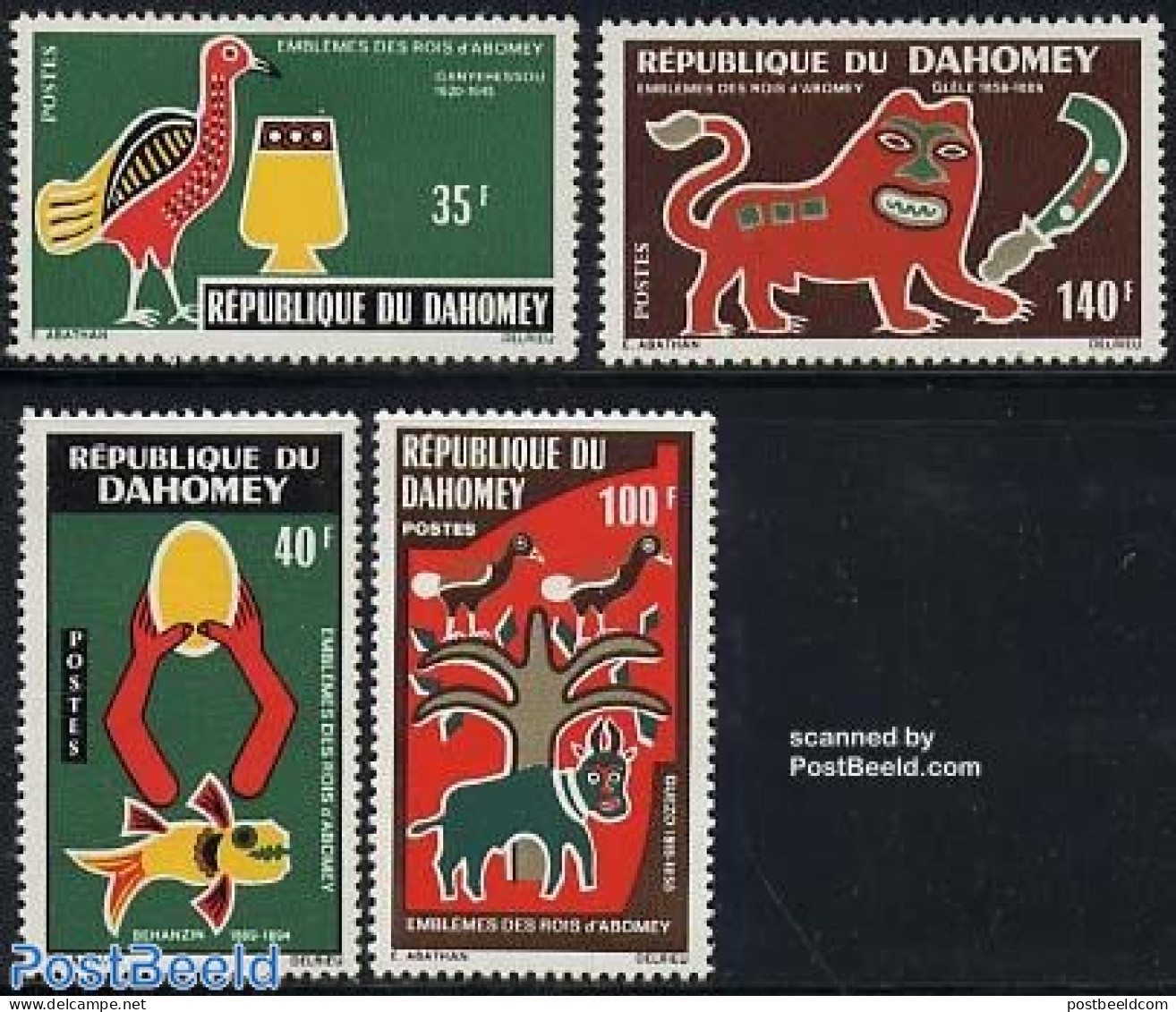 Dahomey 1971 Abomey Kings 4v, Mint NH, Nature - Birds - Fish - Poissons