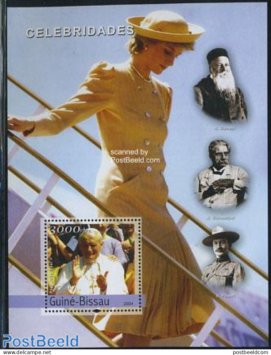 Guinea Bissau 2004 Celebrities S/s, Mint NH, History - Religion - Charles & Diana - Pope - Royalties, Royals