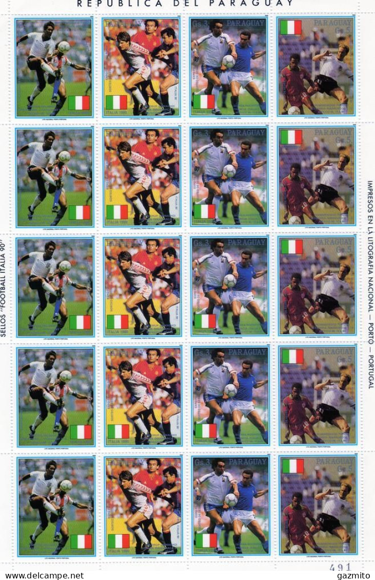 Paraguay 1989, Football World Cup, Sheetlet Of 20val - 1990 – Italie
