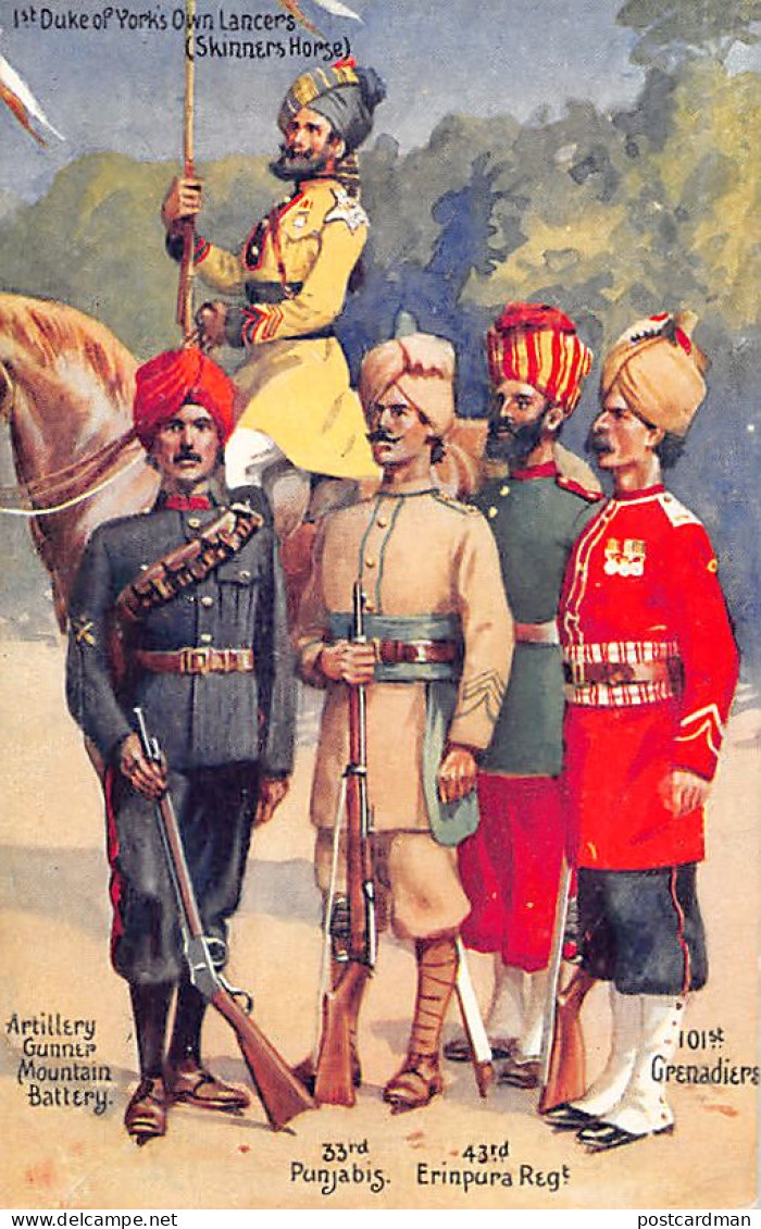 India - British Indian Army - 33rd Punjabis - 43rd Erinpura Regiment - 101st Grenadiers - 1st Duke Of York's Own Lancers - India