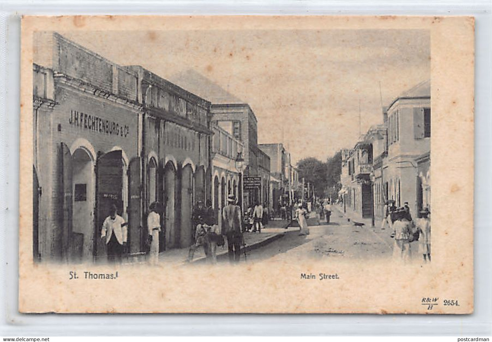 U.S. Virgin Islands - ST. THOMAS - Main Street - J.H. Fechtenburg & Co. Store - SEE SCANS FOR CONDITION - Publ. R & W H  - Islas Vírgenes Americanas