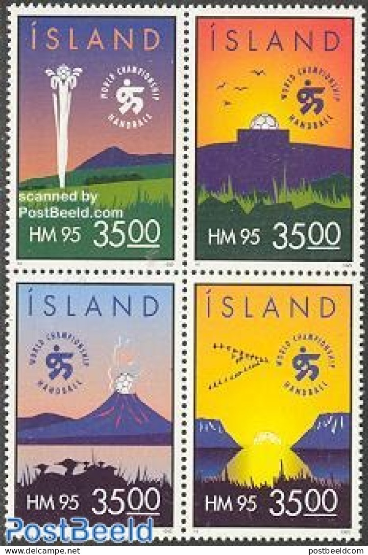 Iceland 1995 Handball Games 4v [+], Mint NH, Nature - Sport - Birds - Ducks - Handball - Sport (other And Mixed) - Unused Stamps