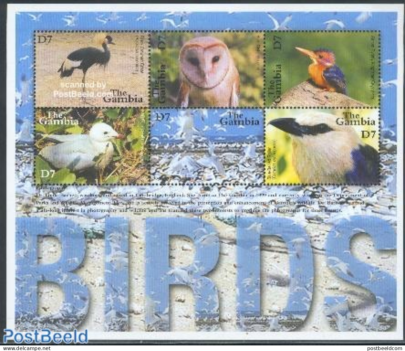 Gambia 2001 Birds 5v M/s /Black Crowned Crane, Mint NH, Nature - Birds - Owls - Gambie (...-1964)