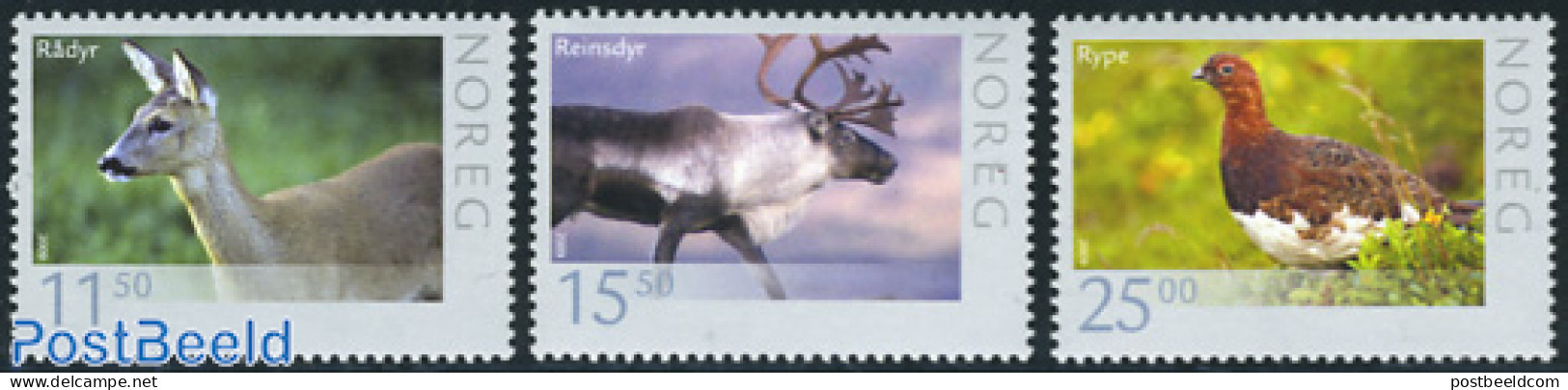 Norway 2009 Wild Animals 3v, Mint NH, Nature - Animals (others & Mixed) - Birds - Deer - Nuevos