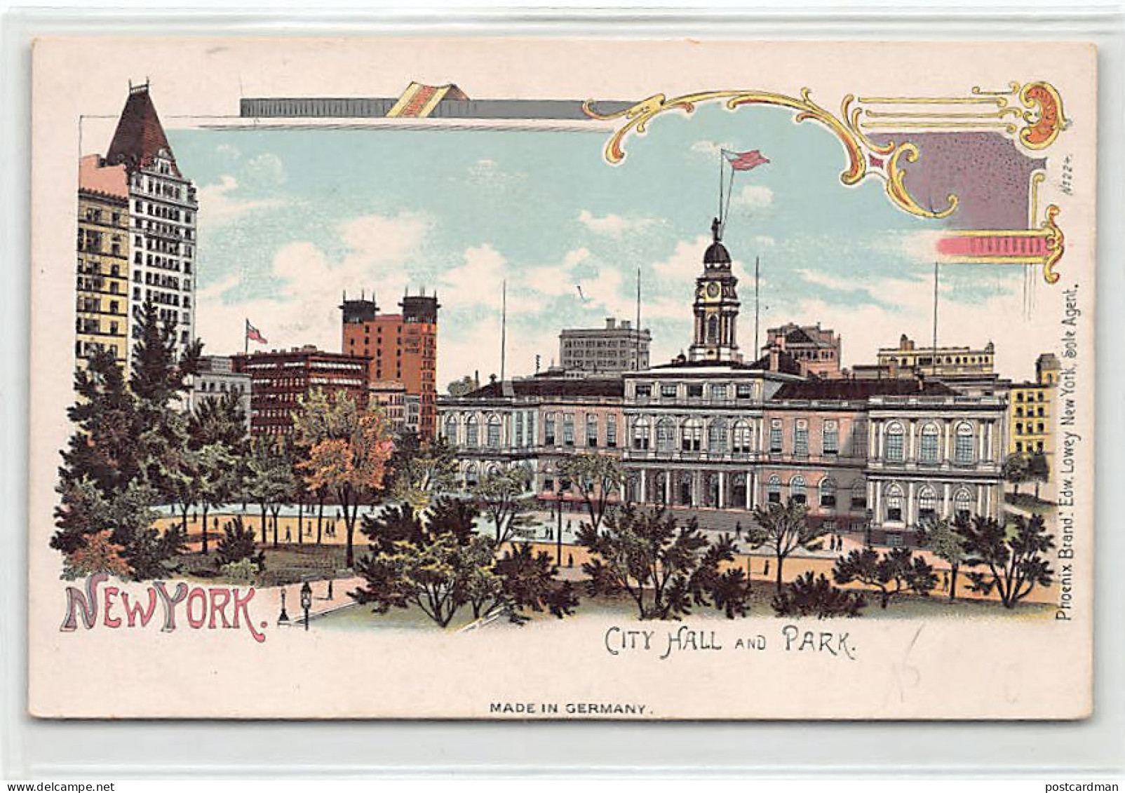 NEW YORK CITY - LITHO - City Hall And Park - Publ. Edw. Lowey 224 - Other & Unclassified