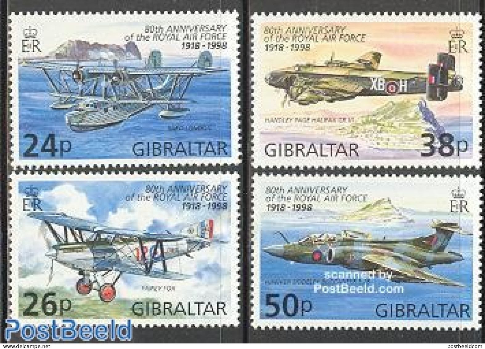 Gibraltar 1998 R.A.F. 4v, Mint NH, Transport - Aircraft & Aviation - Airplanes