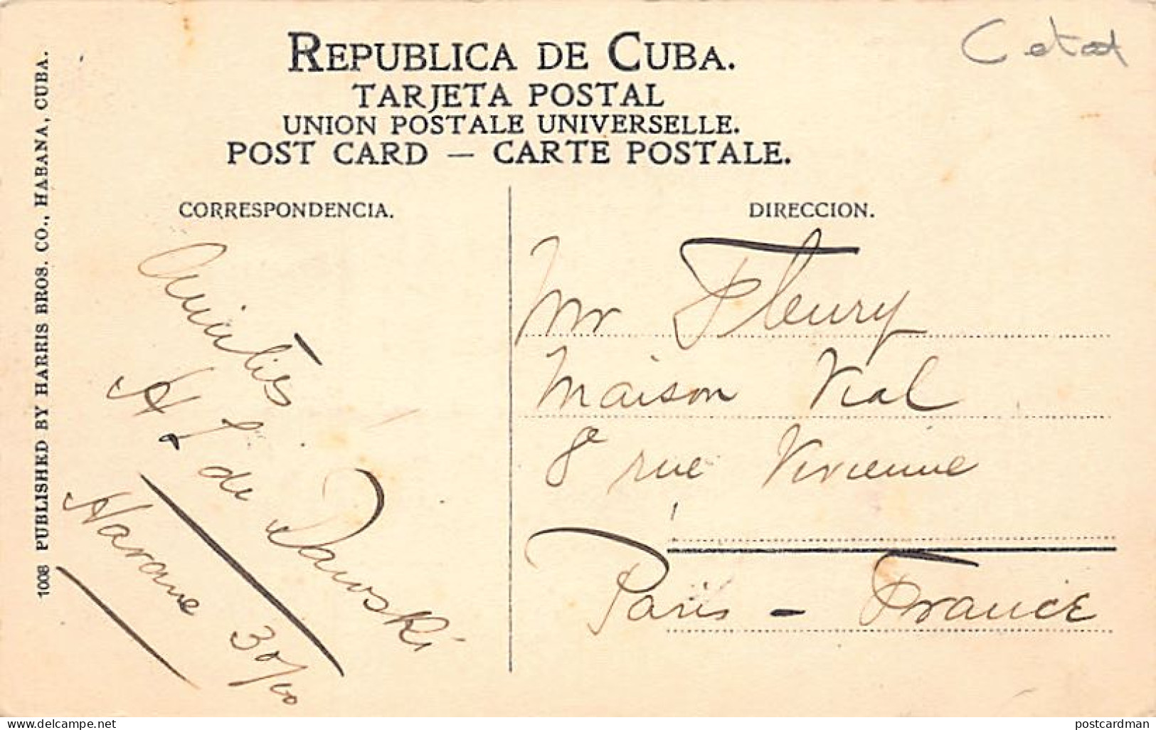 Cuba - LA HABANA - Custom House Ed. Harris Bros. Co. 1008 - Kuba