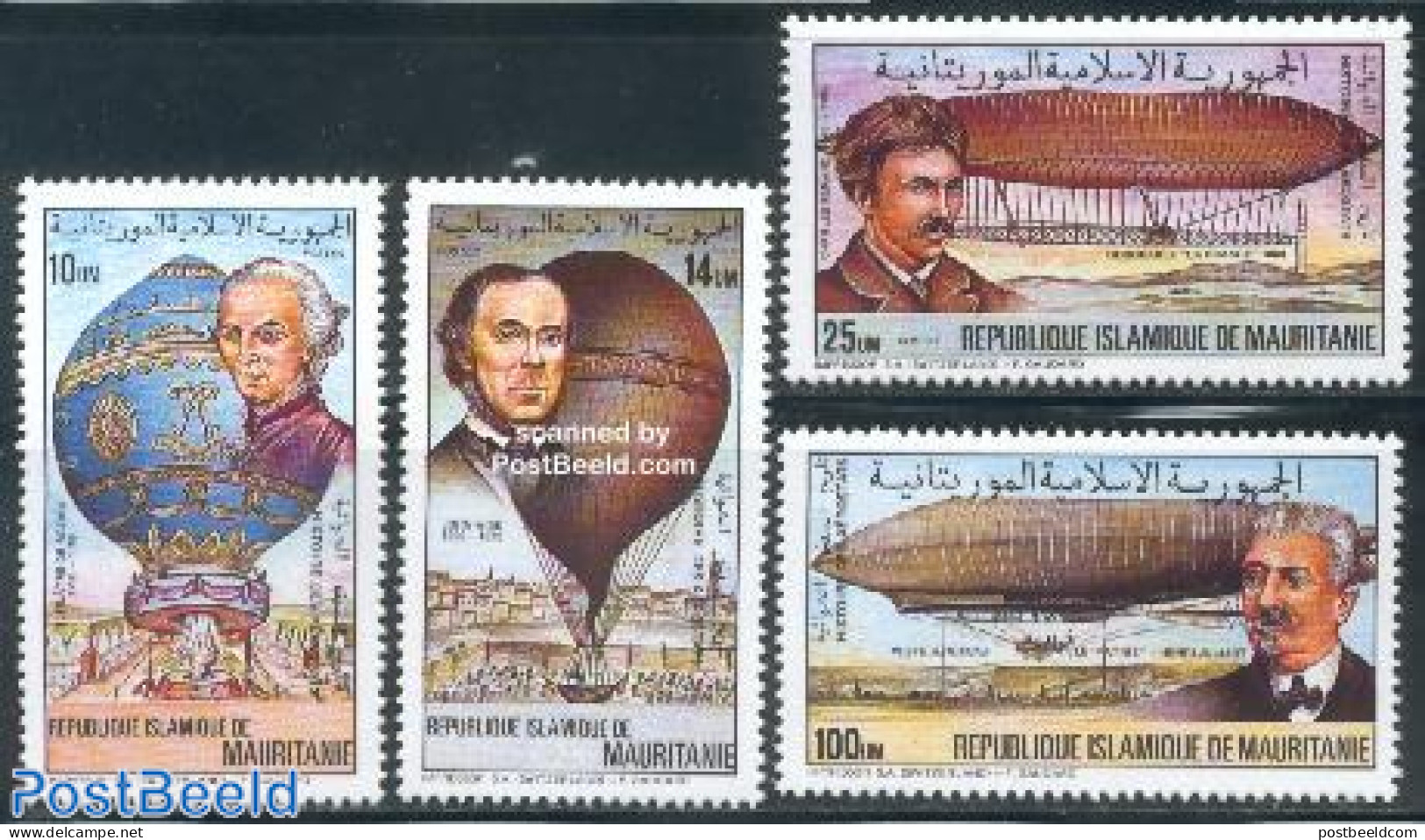 Mauritania 1983 Aviation History 4v, Mint NH, Transport - Balloons - Airships