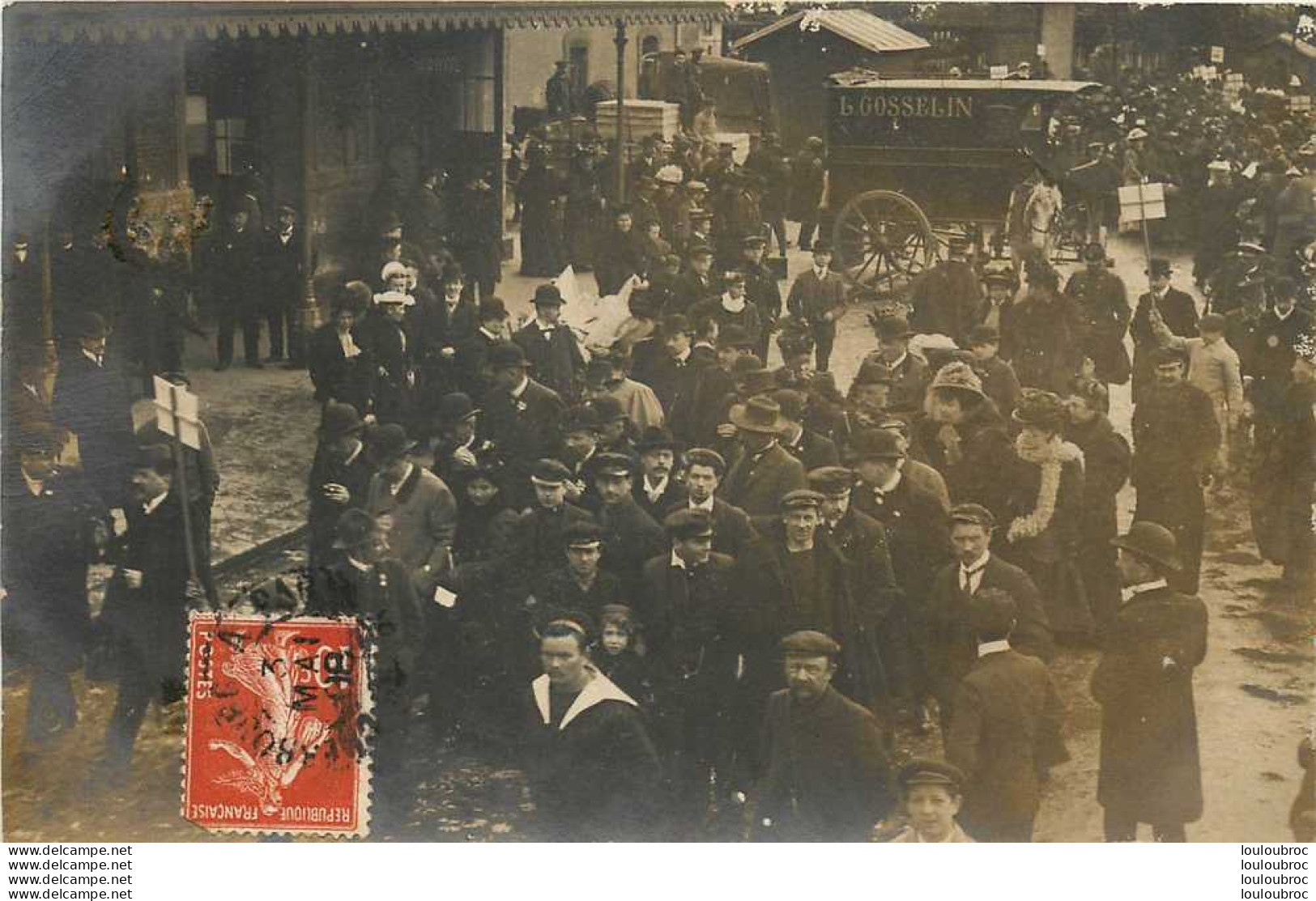 50 CHERBOURG CARTE PHOTO LA GARE 1908 - Cherbourg