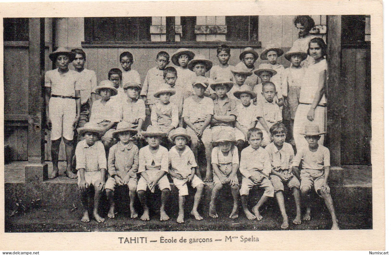 Tahiti Animée Ecole De Garcons Maîtresse Mlle Spelta  DOM TOM - Polynésie Française