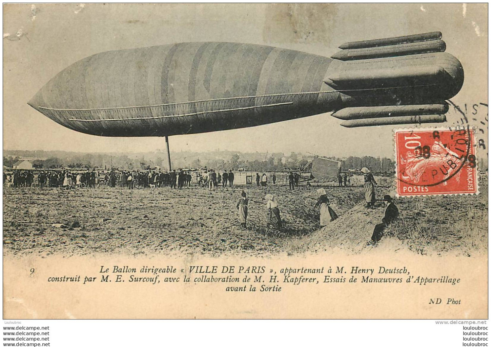 LE BALLON DIRIGEABLE VILLE DE PARIS ESSAIS DE MANOEUVRES AVANT LA SORTIE - Luchtschepen