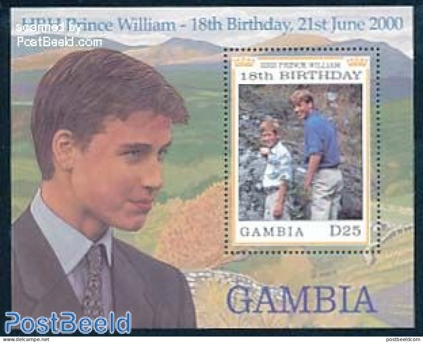 Gambia 2000 Prince William S/s, Mint NH, History - Kings & Queens (Royalty) - Familias Reales