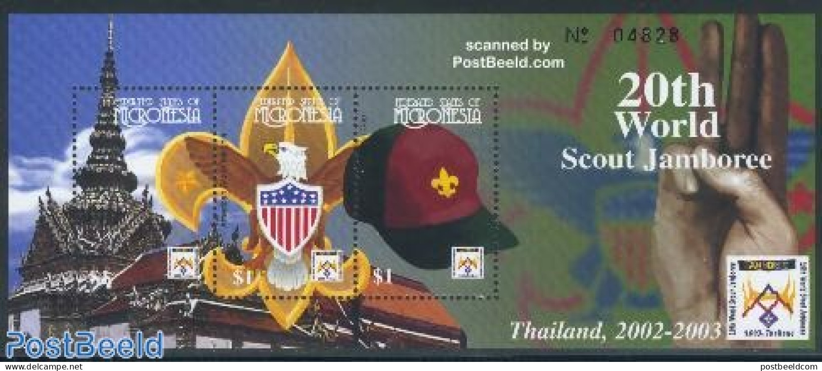 Micronesia 2002 Scouting, World Jamboree Thailand 3v M/s, Mint NH, Sport - Scouting - Micronésie