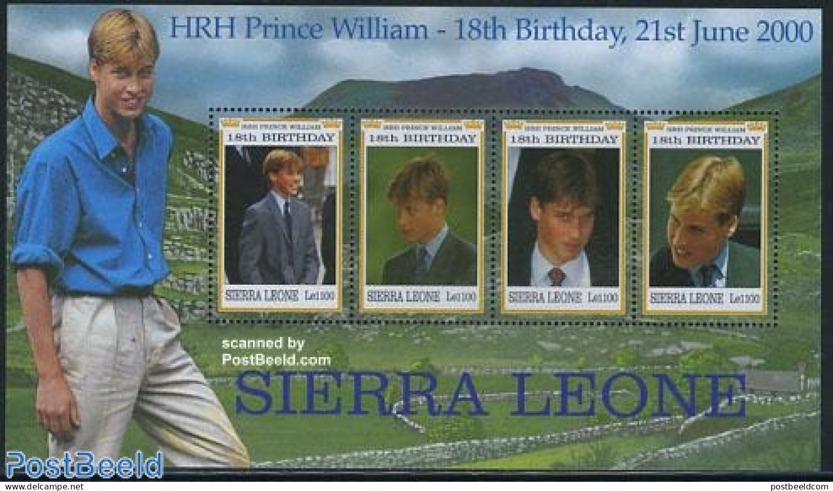 Sierra Leone 2000 Prince William 4v M/s, Mint NH, History - Kings & Queens (Royalty) - Royalties, Royals