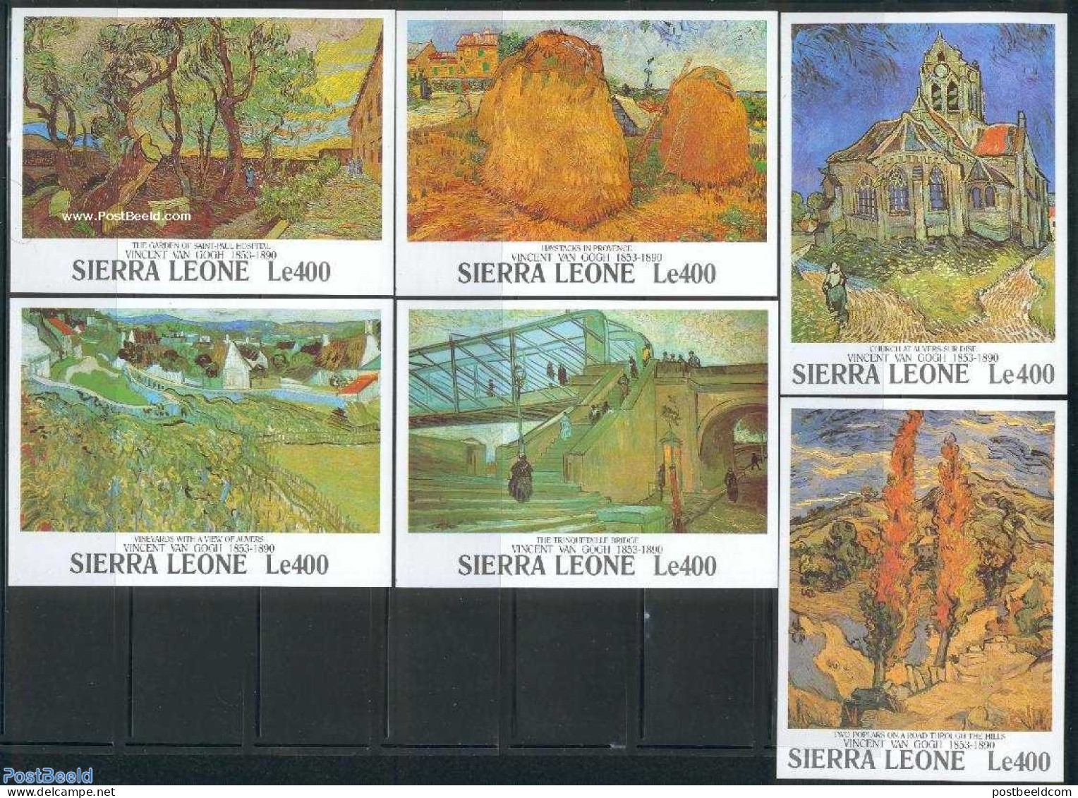 Sierra Leone 1991 Vincent Van Gogh 6 S/s, Mint NH, Art - Modern Art (1850-present) - Paintings - Vincent Van Gogh - Altri & Non Classificati