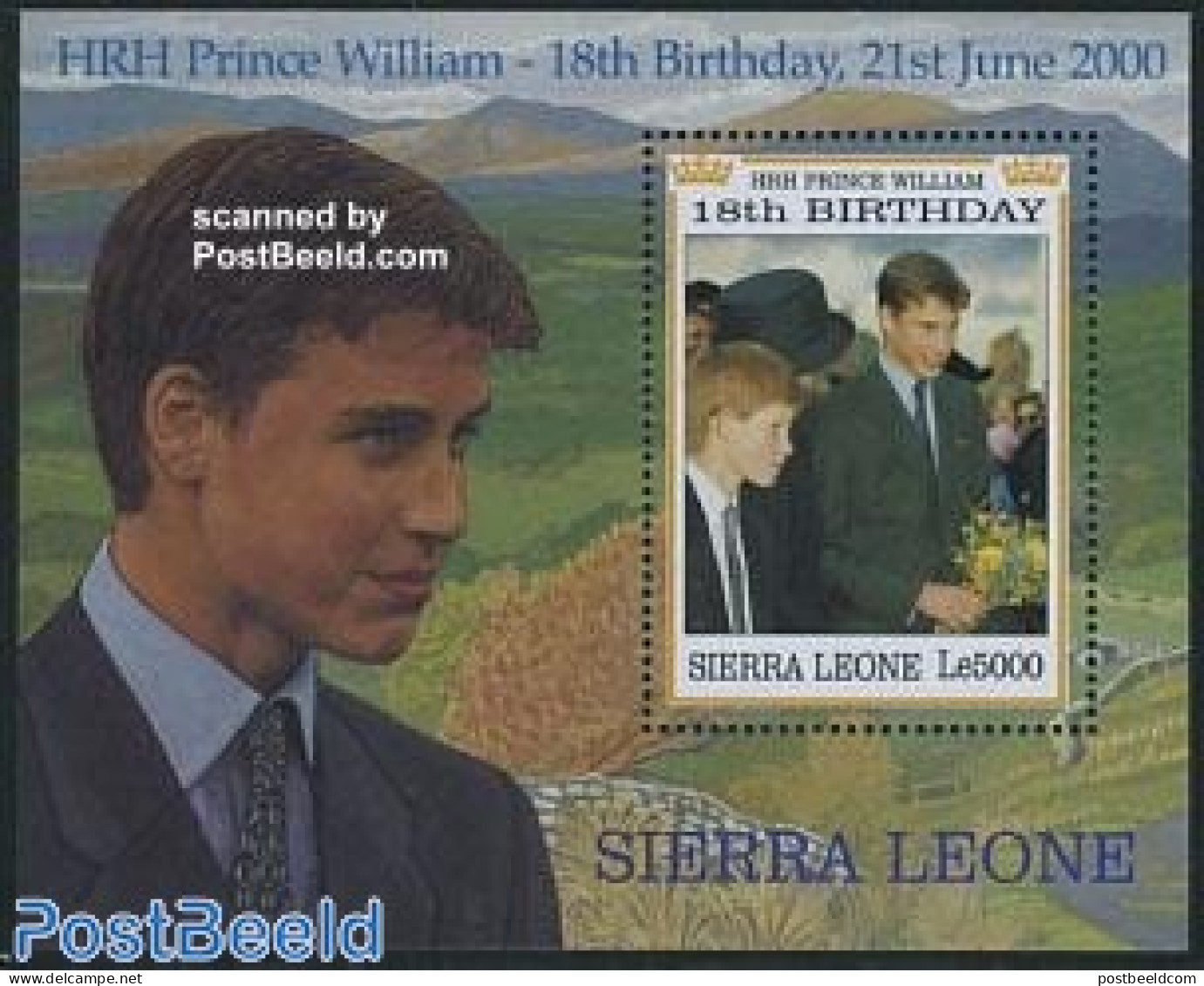 Sierra Leone 2000 Prince William S/s, Mint NH, History - Kings & Queens (Royalty) - Royalties, Royals