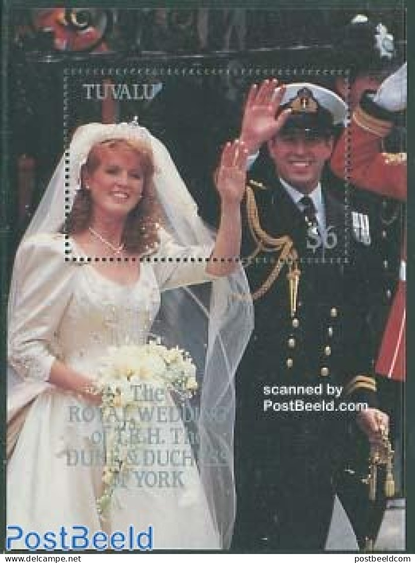 Tuvalu 1986 Andrew & Sarah Wedding S/s, Mint NH, History - Kings & Queens (Royalty) - Familias Reales