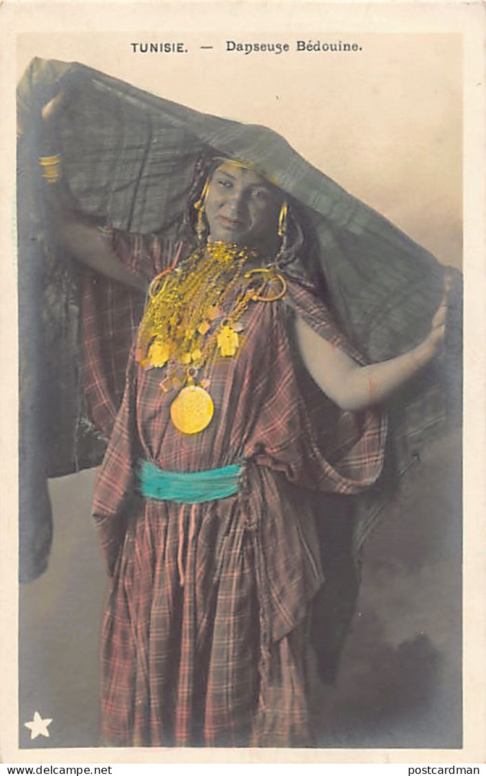 Tunisie - Danseuse Bédouine - CARTE PHOTO Colorisée Papier Guillemot - Tunisia
