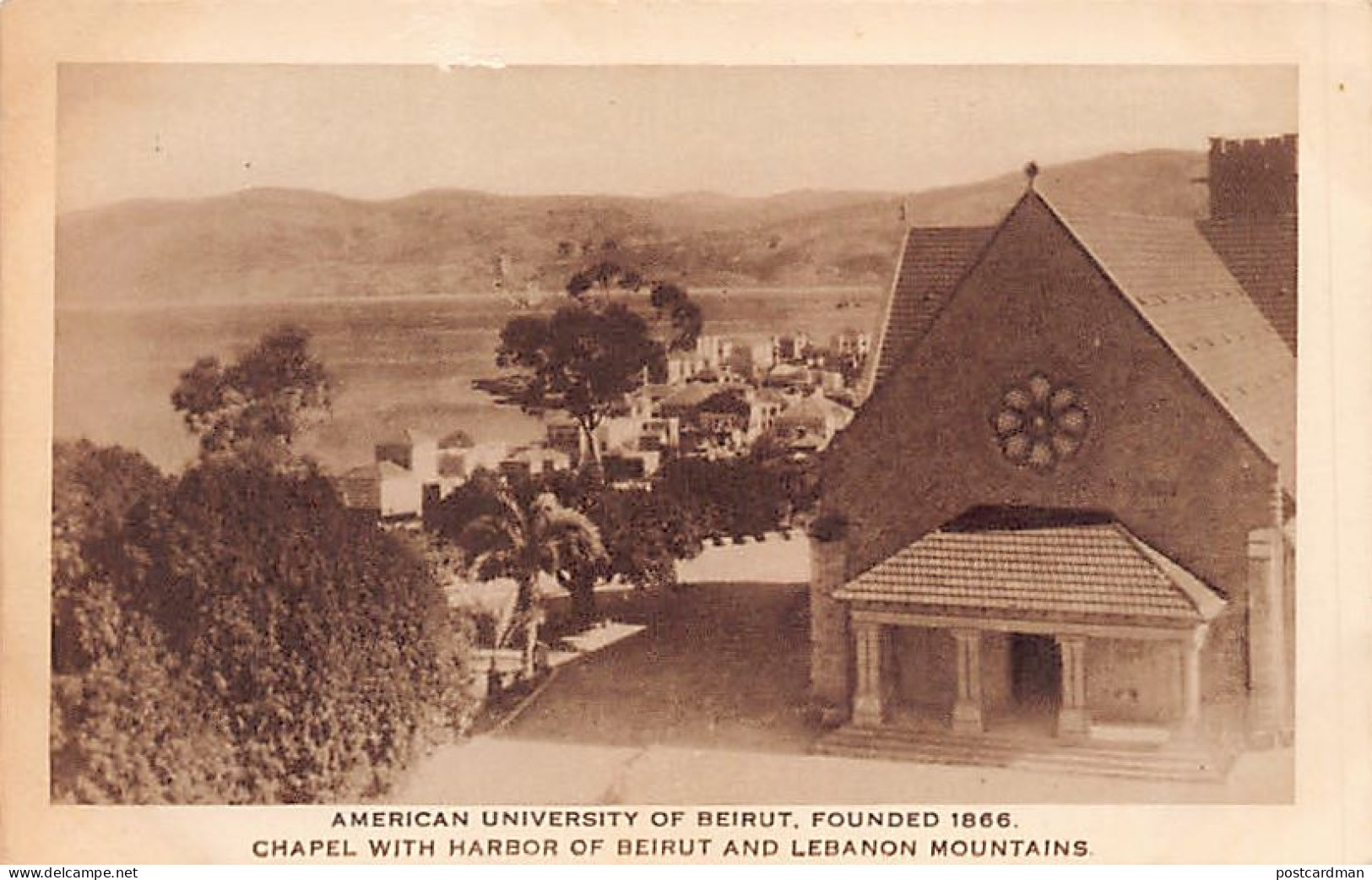 Lebanon - BEIRUT - American University - Chapel With Harbor And Lebanon Mountains - Publ. Unknown  - Liban
