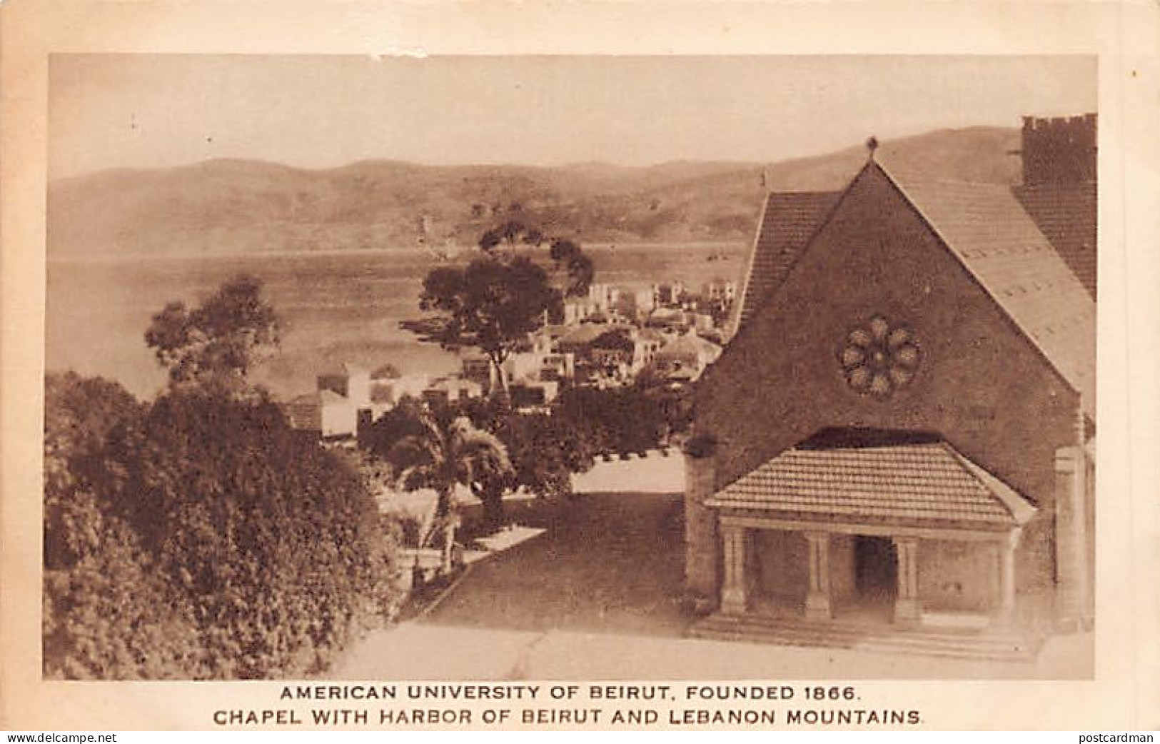 Lebanon - BEIRUT - American University - Chapel With Harbor And Lebanon Mountains - Publ. Unknown  - Libanon