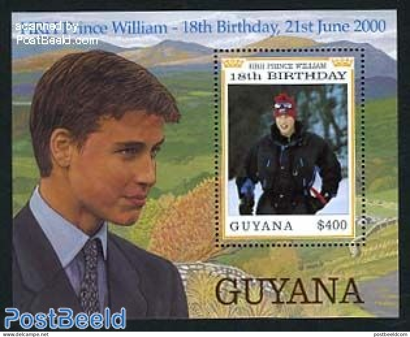 Guyana 2000 Prince William 18th Birthday S/s, Mint NH, History - Kings & Queens (Royalty) - Royalties, Royals
