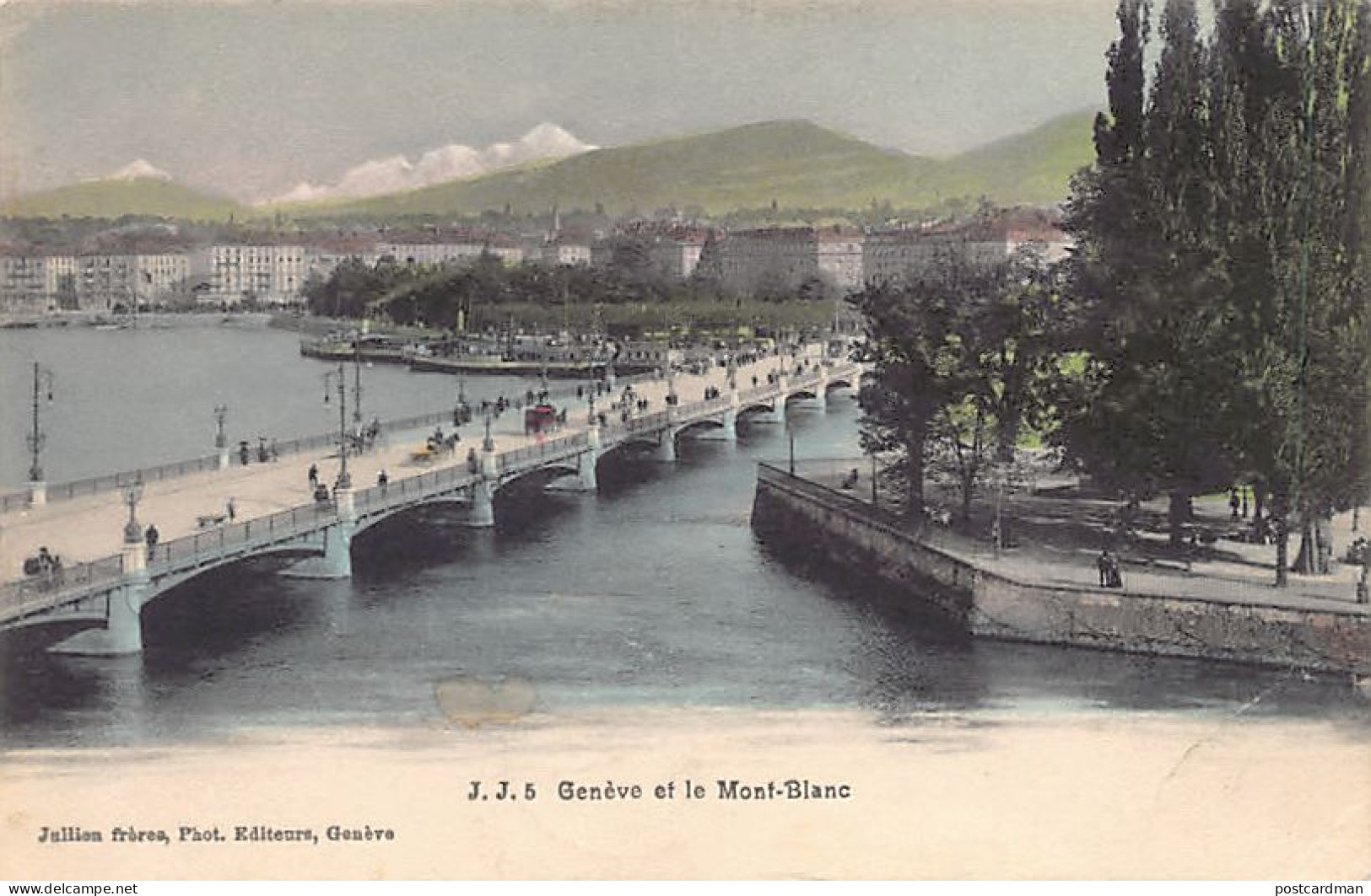 GENÈVE - Genève Et Le Mont-Blanc - Ed. J.J. Jullien 5 Aquarellée - Genève