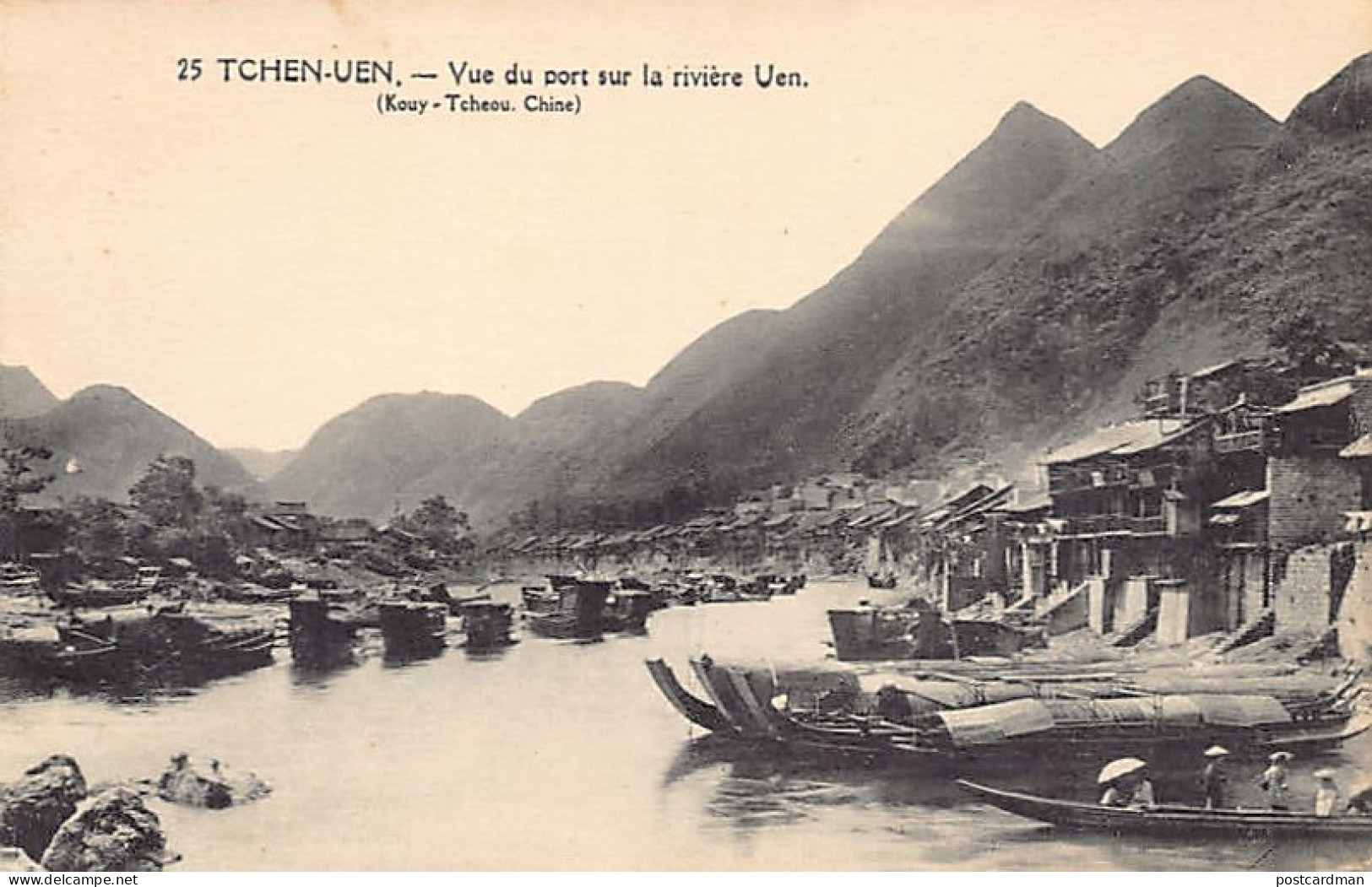 China - TCHEN UEN Guizhou Province - View Of The Harbor On The Uen River - Publ. Missions étrangères De Paris, France 25 - Chine