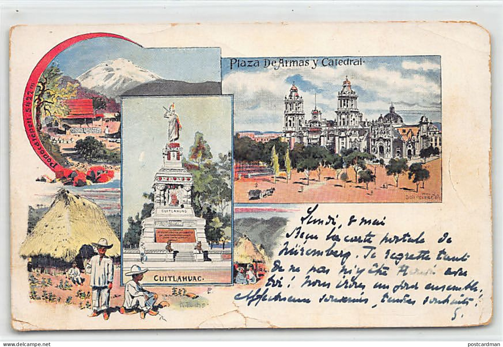 Ciudad De México - Plaza De Armas Y Catedral - Cuitláhuac - Popocatépetl - Año 1899 - LITHO Litografía - SEE SCANS FOR  - Mexico