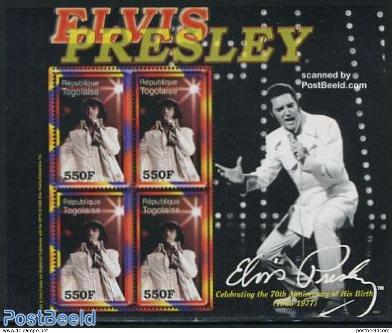 Togo 2006 Elvis Presley S/s With 2x2v, Mint NH, Performance Art - Elvis Presley - Music - Popular Music - Elvis Presley