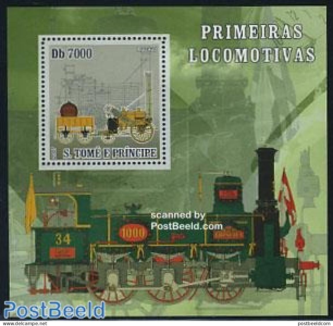 Sao Tome/Principe 2007 Locomotives S/s, Rocket, Mint NH, Transport - Railways - Treinen
