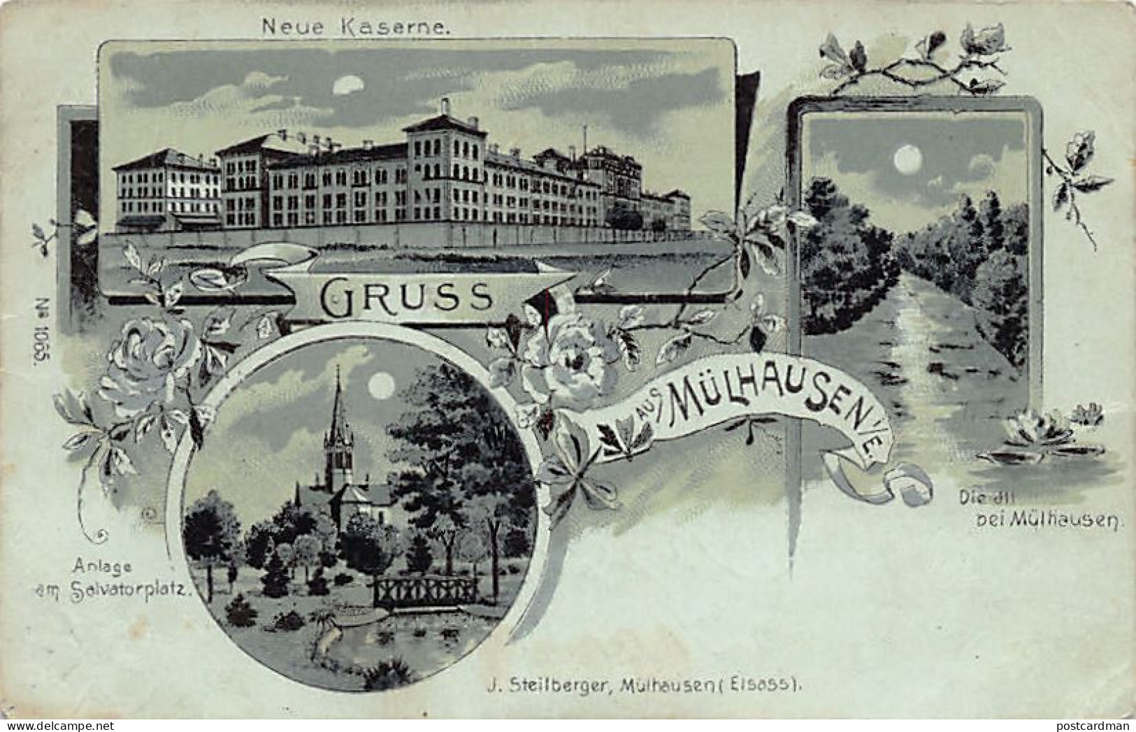 MULHOUSE - Carte à La Lune - La Nouvelle Caserne (Neue Kaserne) -l'Ill - Place Salvator - J. Steilberger - Mulhouse