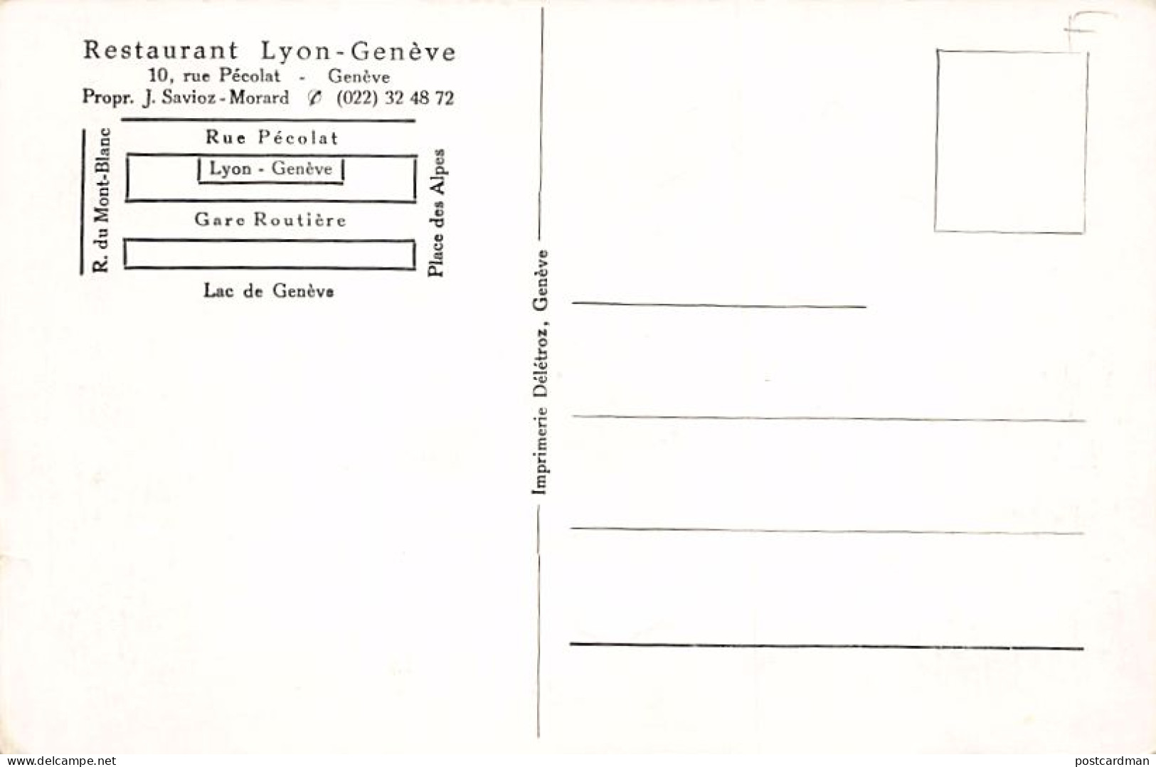 GENÈVE - Restaurant Lyon-Genève, 10 Rue Pécolat - Ed. Délétroz  - Genève