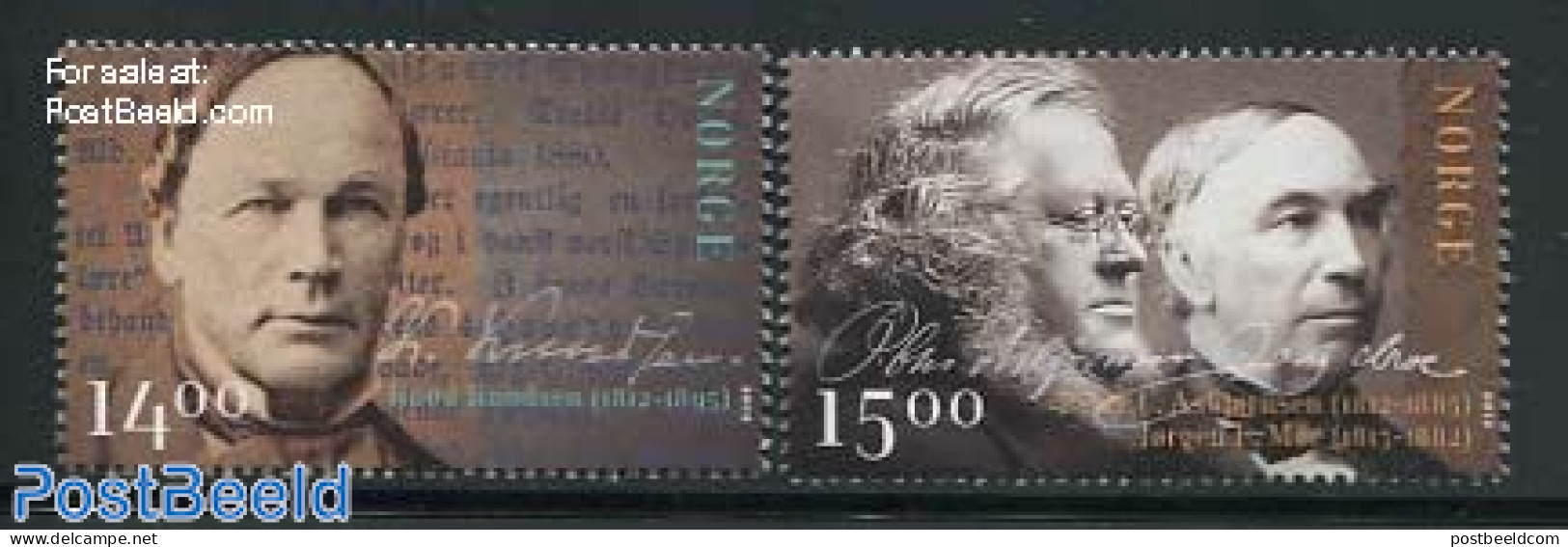 Norway 2012 Knud Knudsen, Peter Asbjornsen & Jorgen Moe 2v, Mint NH, Art - Authors - Unused Stamps