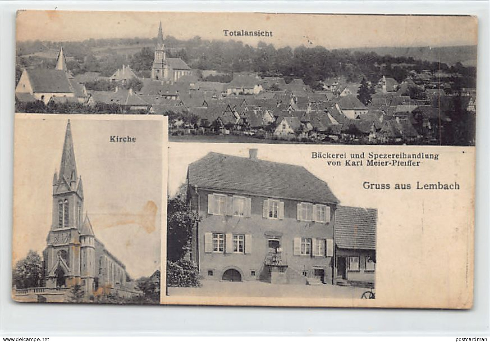 LEMBACH (67) Boulangerie Karl Meier-Pfeiffer - Eglise - Vue Générale - Ed. Victor's Kunstverlag 2328 - Other & Unclassified