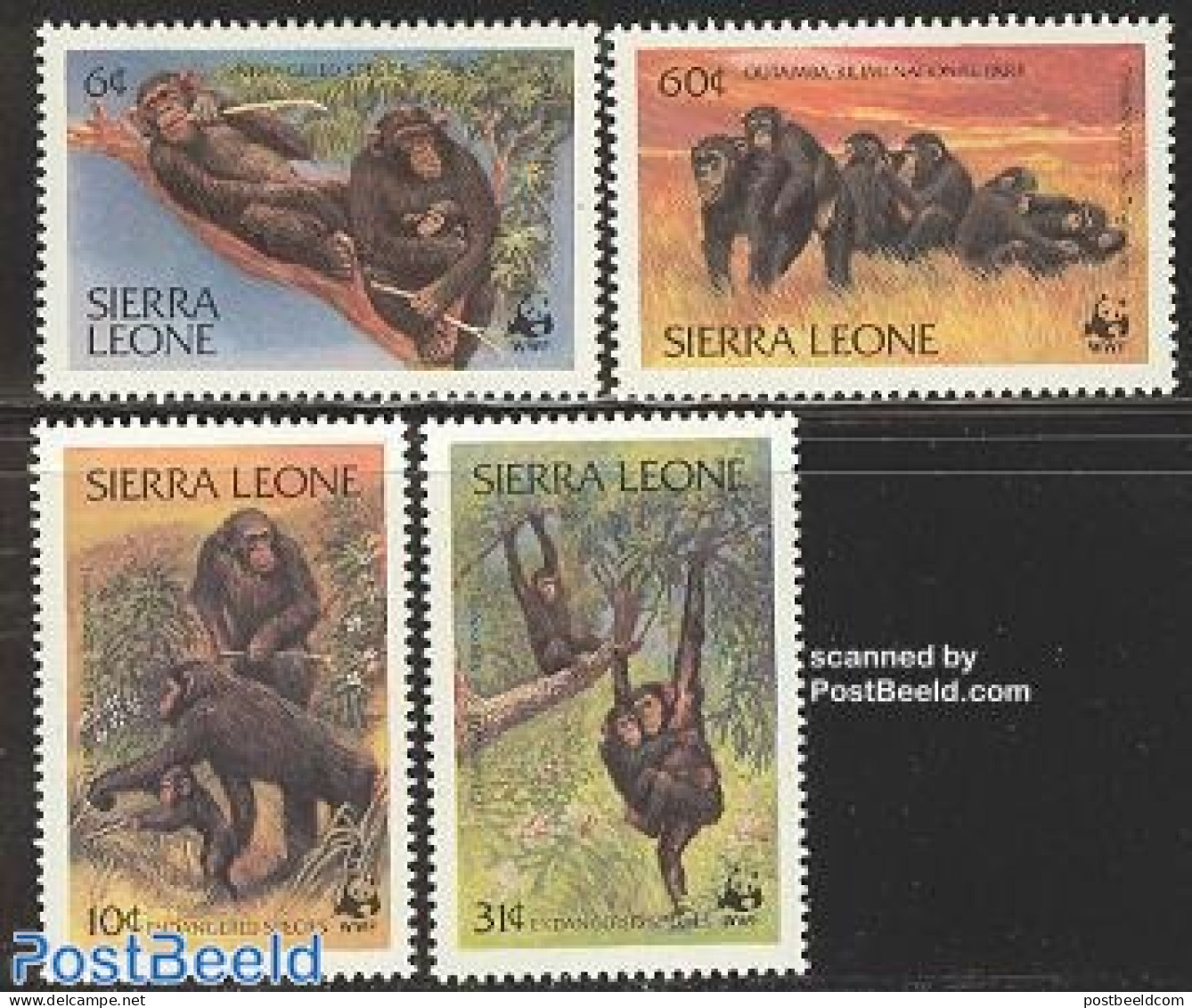 Sierra Leone 1983 WWF, Chimpansees 4v, Mint NH, Nature - Animals (others & Mixed) - Monkeys - World Wildlife Fund (WWF) - Autres & Non Classés