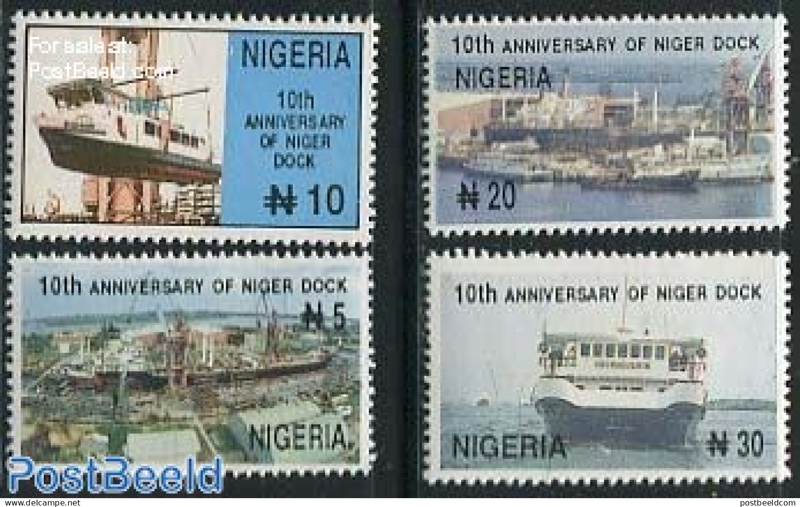 Nigeria 1996 10 Years Nigerdock 4v, Mint NH, Transport - Ships And Boats - Ships