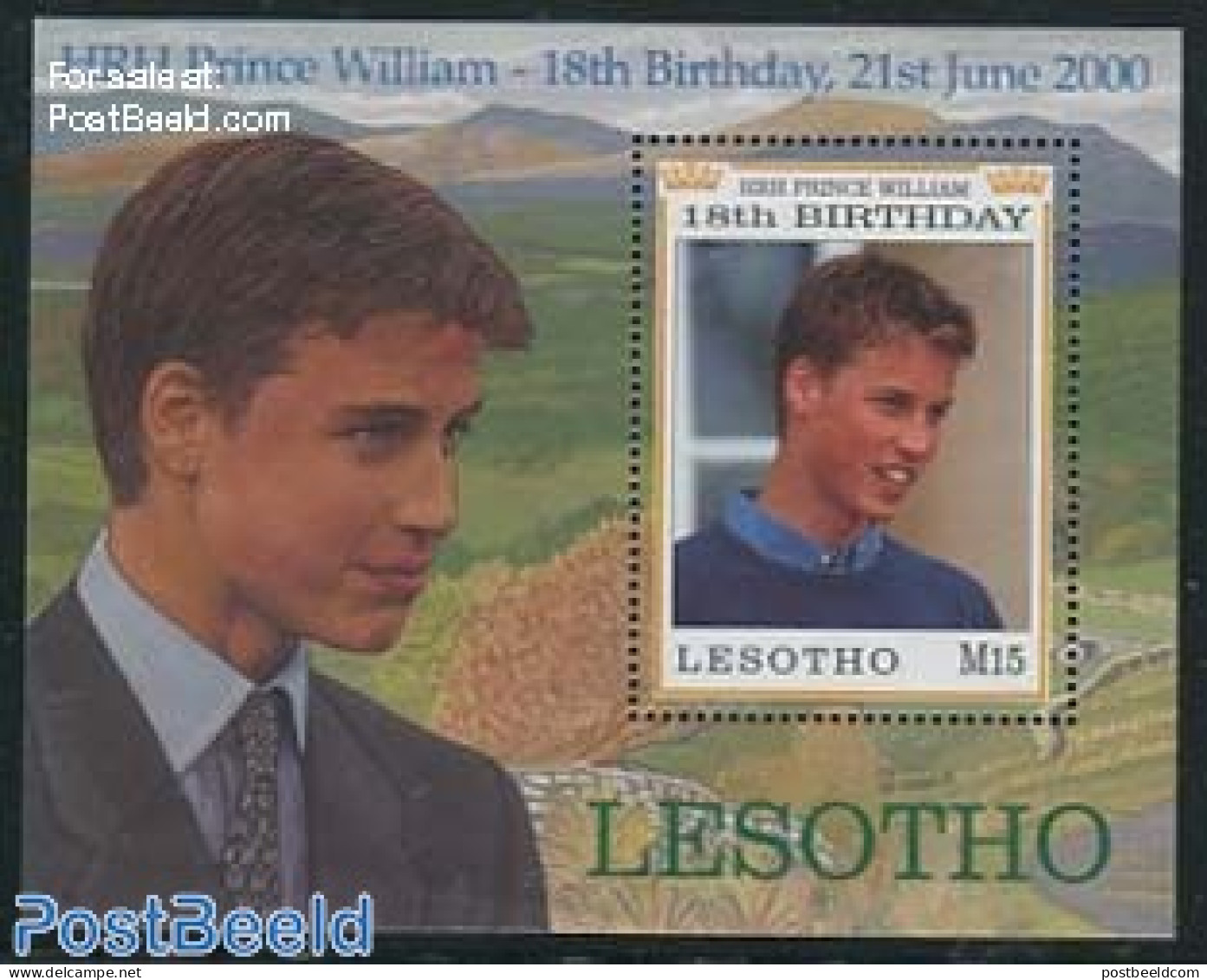 Lesotho 2000 Prince William S/s, Mint NH, History - Kings & Queens (Royalty) - Familias Reales