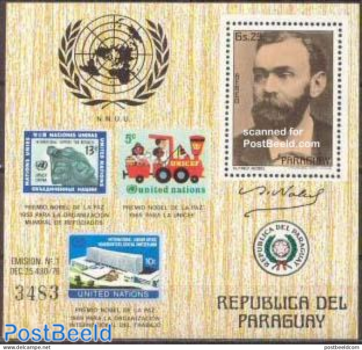 Paraguay 1978 Alfred Nobel S/s, Mint NH, History - Nobel Prize Winners - Stamps On Stamps - Nobelprijs