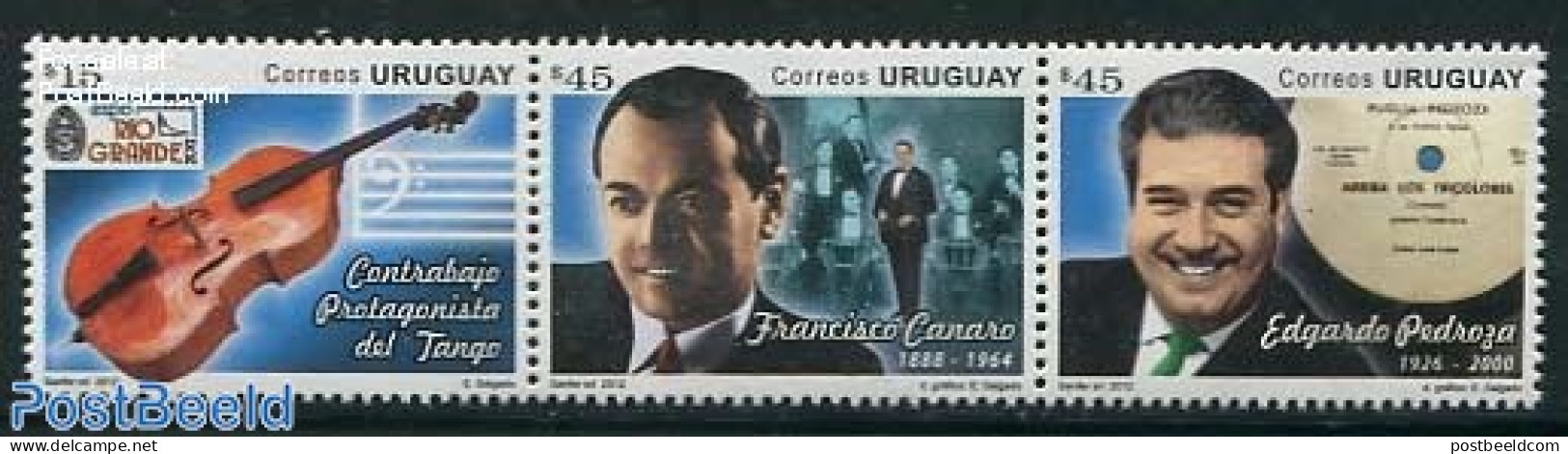 Uruguay 2012 Tango 3v [::], Mint NH, Performance Art - Music - Musical Instruments - Musique