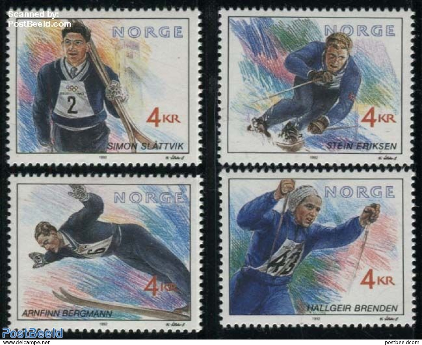 Norway 1992 Olympic Winners 4v, Mint NH, Sport - Olympic Winter Games - Skiing - Neufs