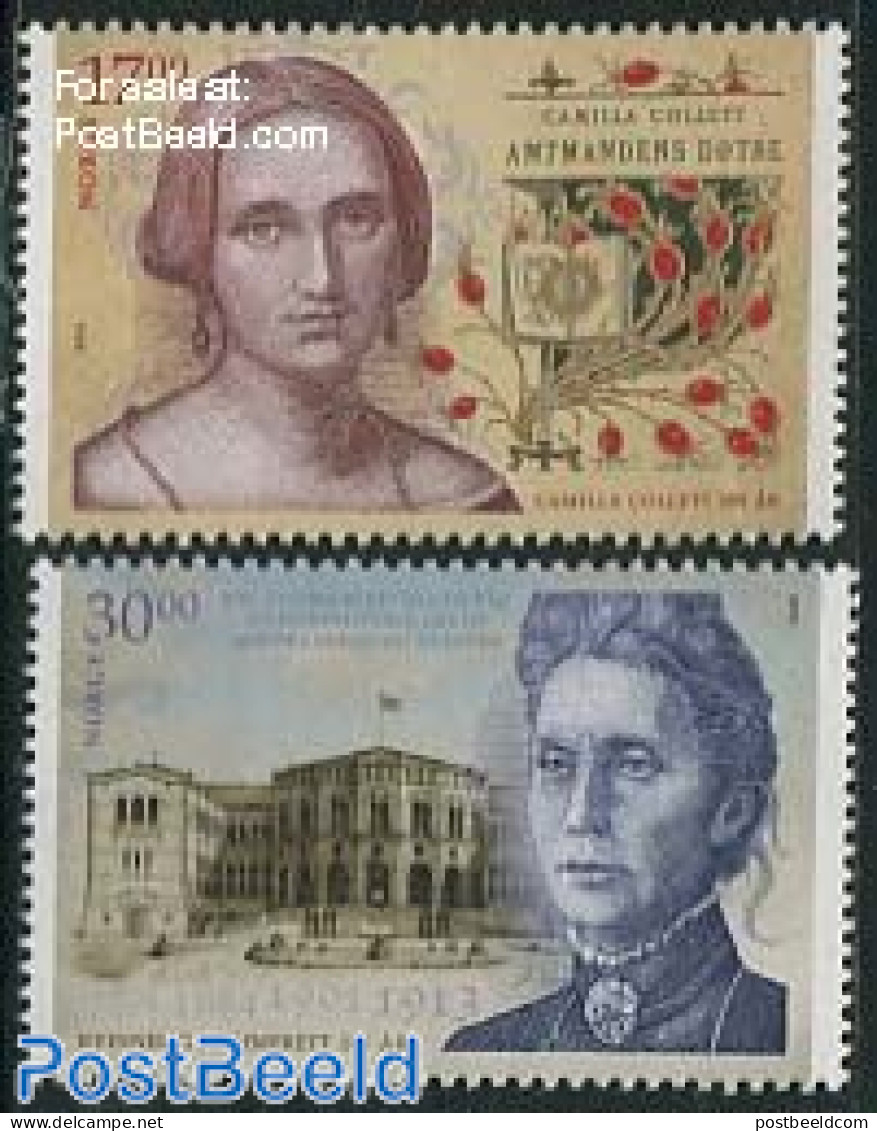 Norway 2013 Women 2v (Camilla Colett, Female Voting Rights), Mint NH, History - Women - Art - Authors - Ungebraucht