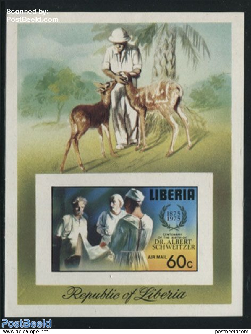 Liberia 1975 Albert Schweitzer S/s, Imperforated, Mint NH, Health - Health - Other & Unclassified