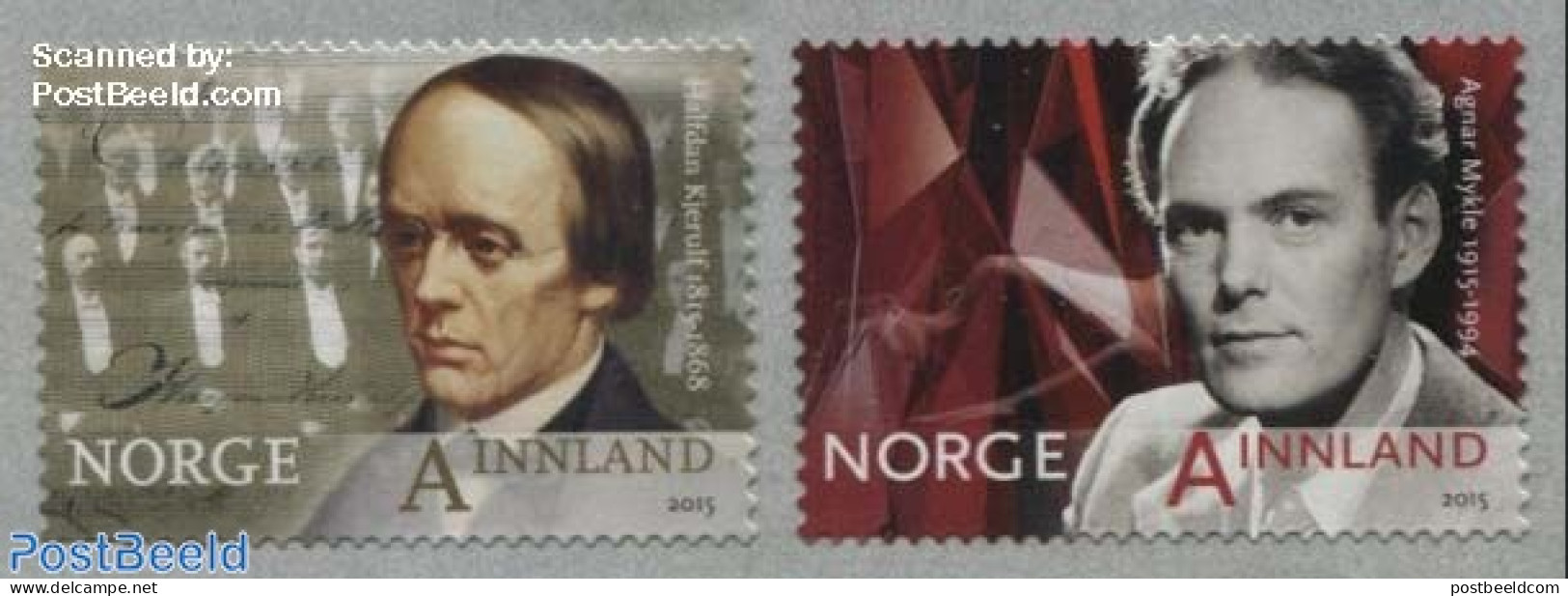 Norway 2015 Halfdan Kjerulf & Agnar Mykle 2v S-a, Mint NH, Performance Art - Music - Art - Authors - Unused Stamps