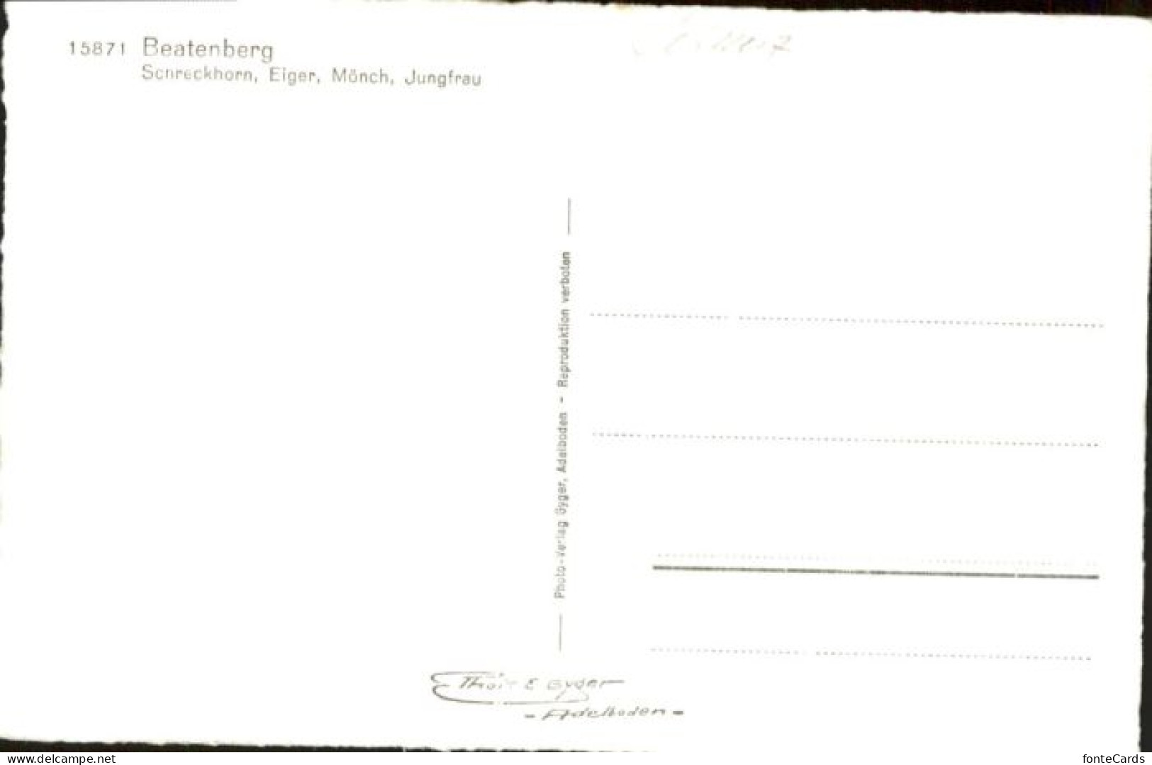 10845194 Beatenberg Beatenberg Schreckhorn Eiger Moench Jungfrau * Beatenberg - Autres & Non Classés